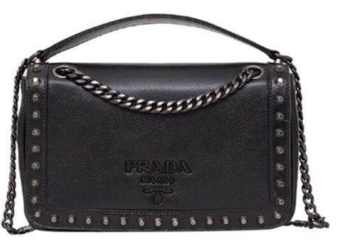 1bd147 prada|Prada Pattina Glace Calf Leather Nero Black Pattina Studded .